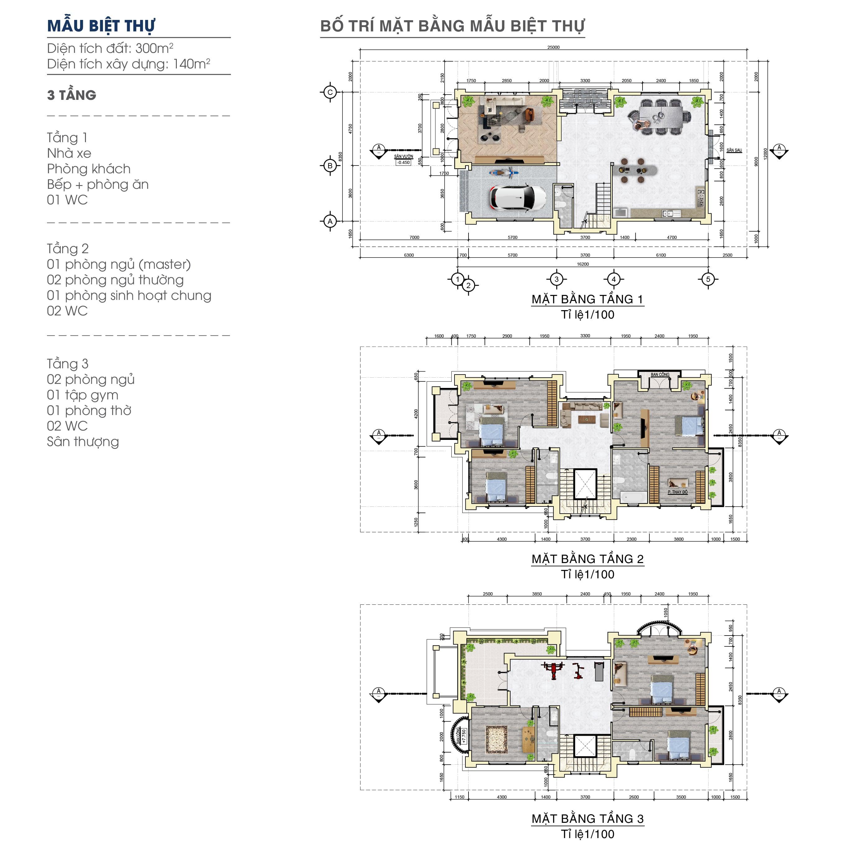 mặt bằng mẫu biệt thự century city