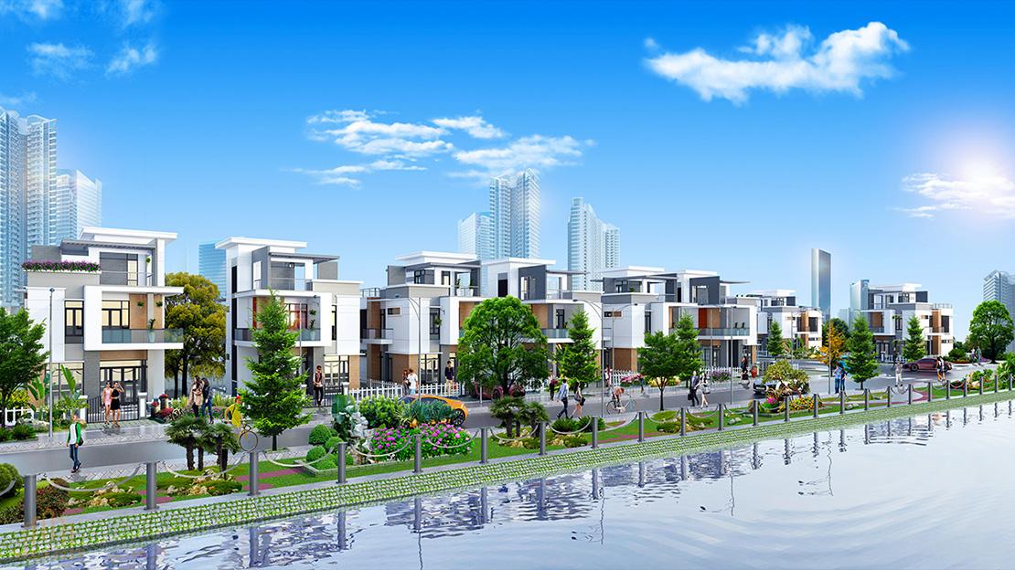 dãy biệt thự ven sông thị tính Mega city 1