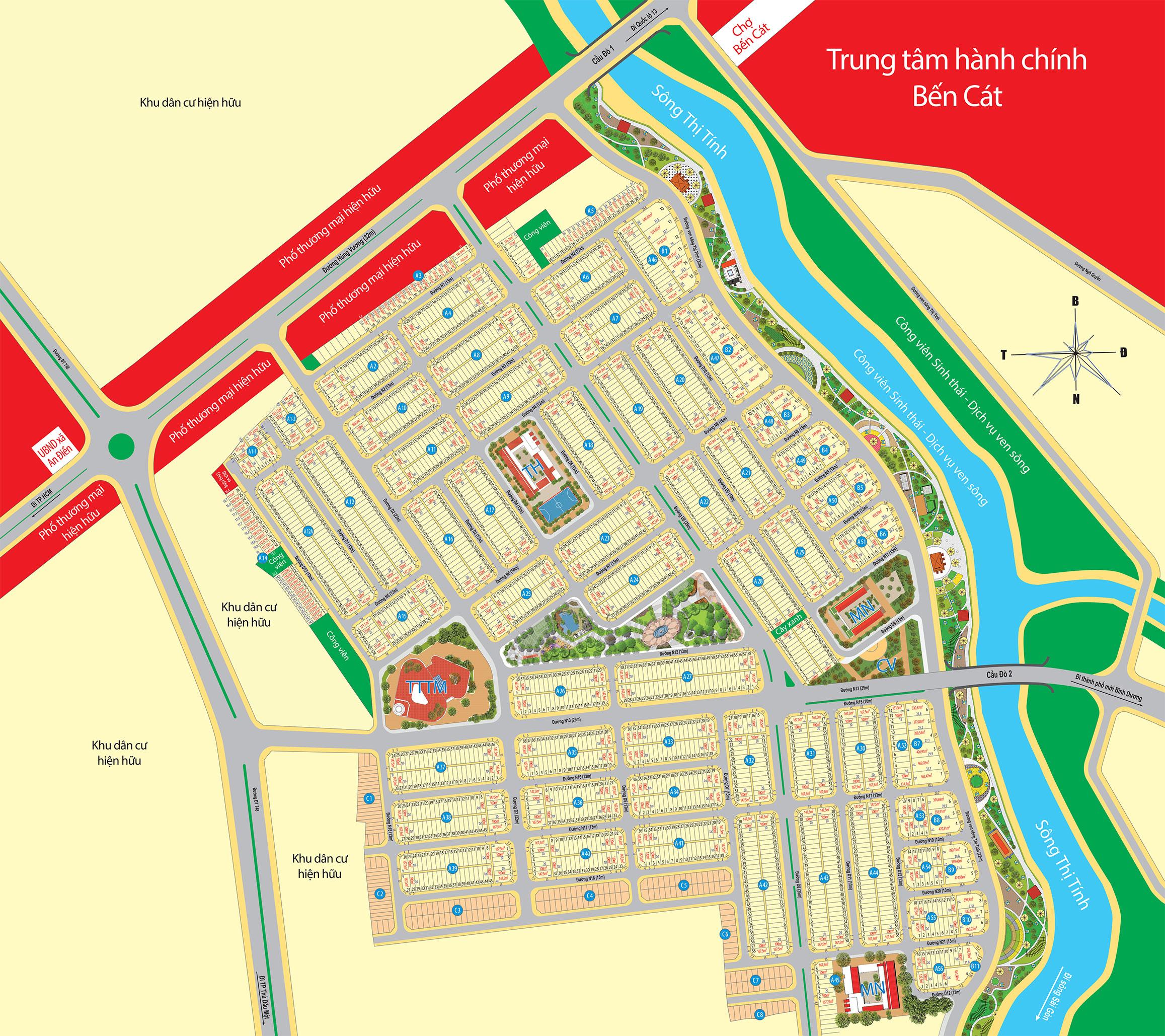 sơ đồ phân lô mega city 1 bến cát bình dương