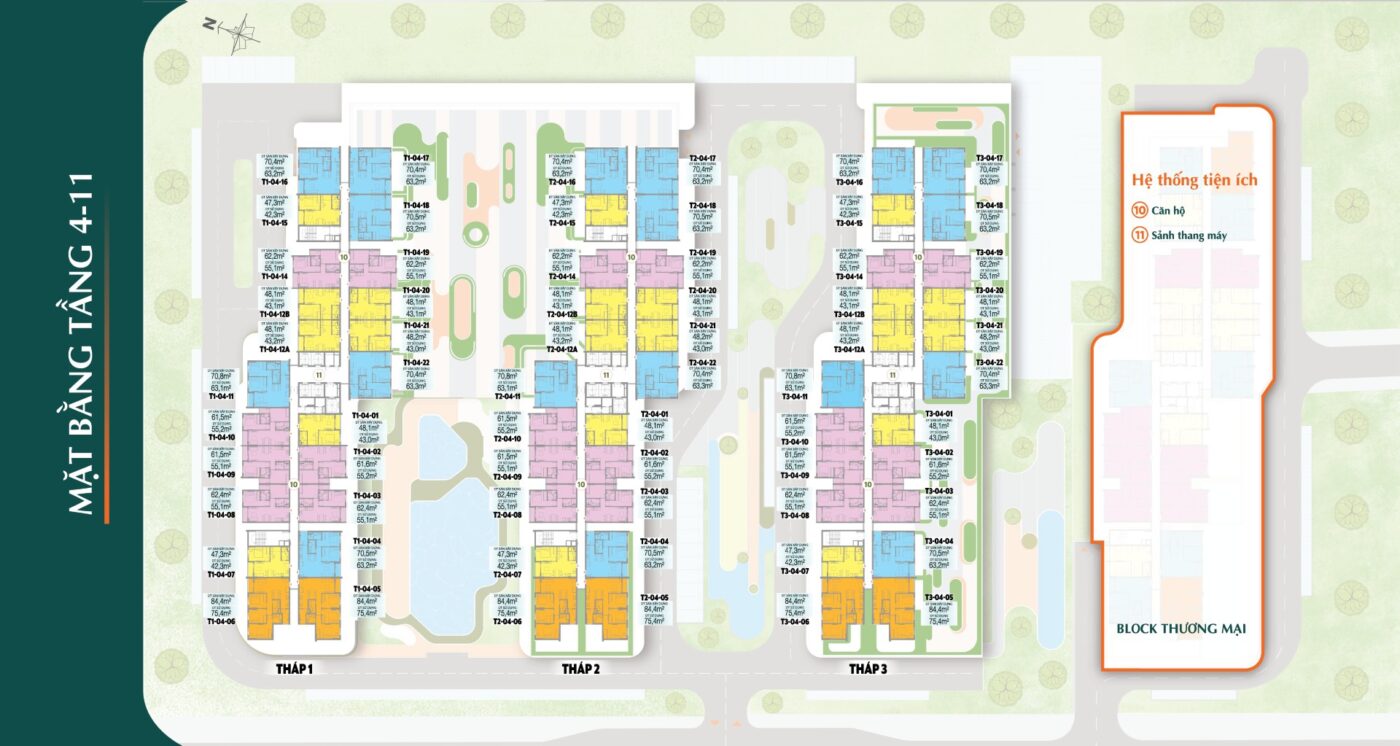 Mặt bằng tầng 4-11 khome City View
