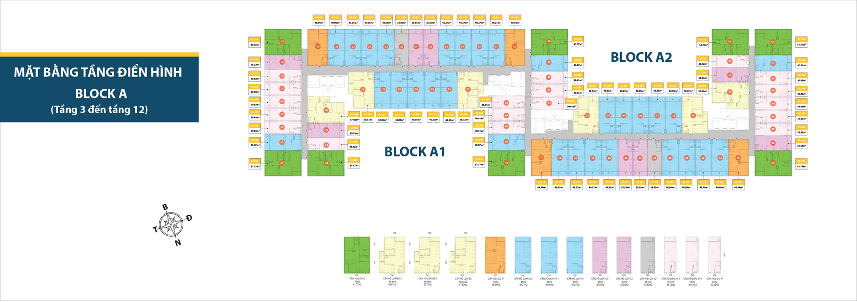 Mặt bằng block A tầng 3-12 dự án Phước An Gateway