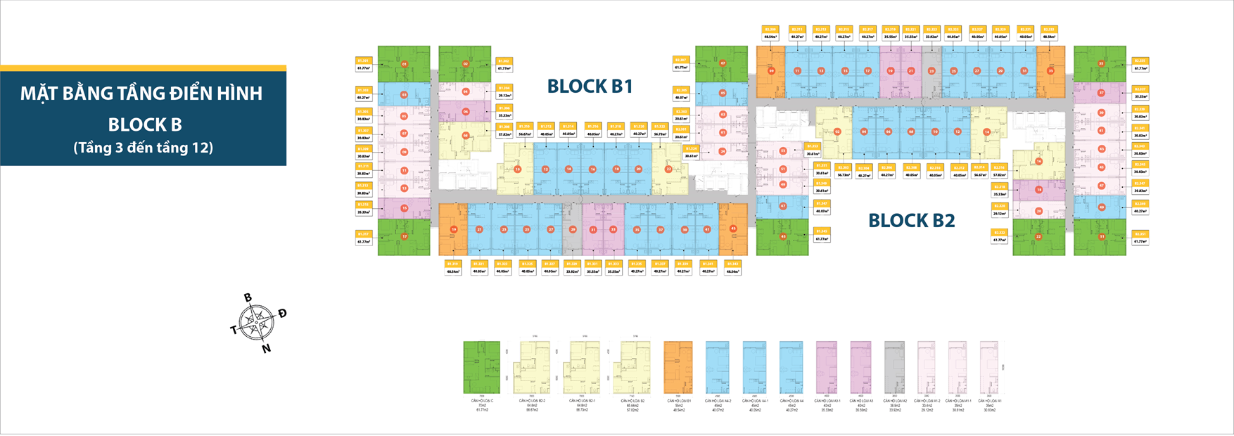 Mặt bằng block B tầng 3-12 dự án Phước An Gateway